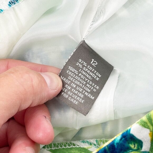 Roz & Ali Floral Pencil Skirt Size 12 Cotton Spandex Colorful Bohemian Spring - Picture 3 of 12